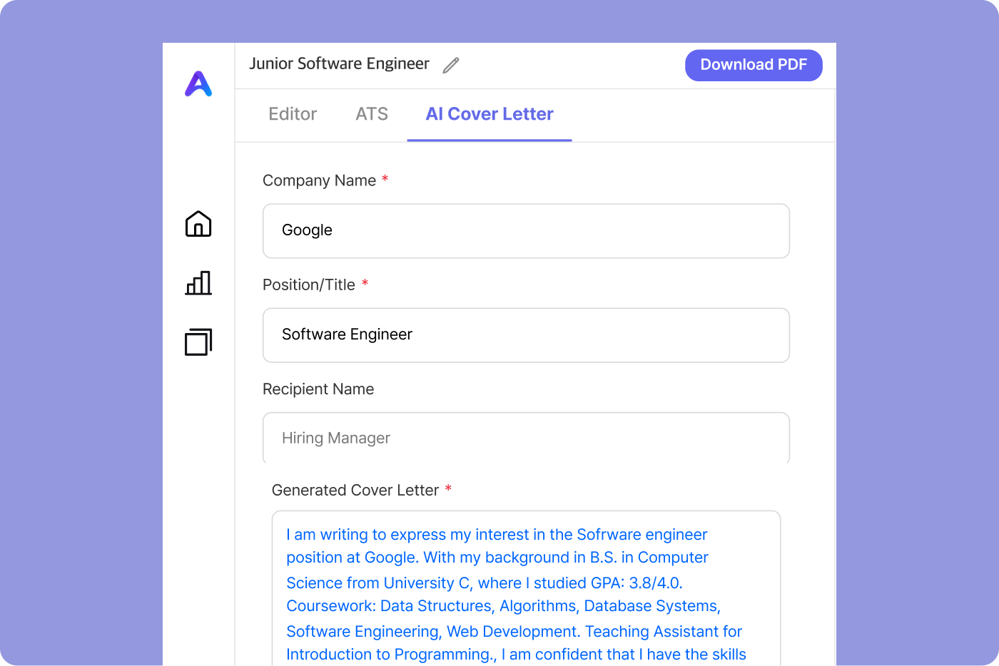 AI cover letter generator